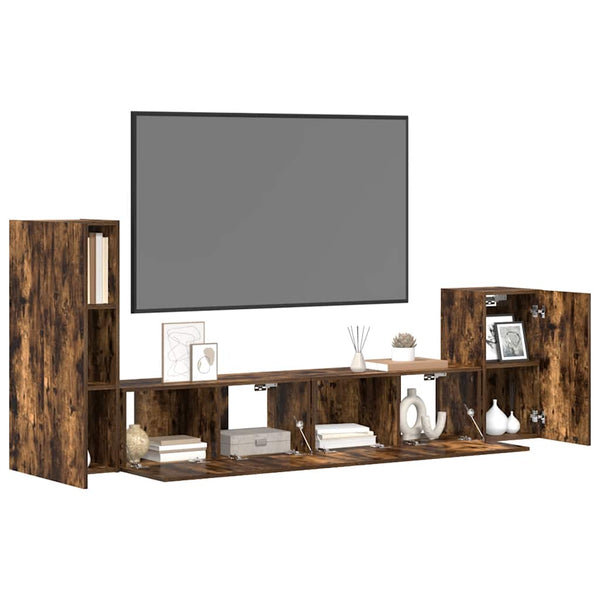 4-tlg. TV-Schrank-Set Räuchereiche Holzwerkstoff