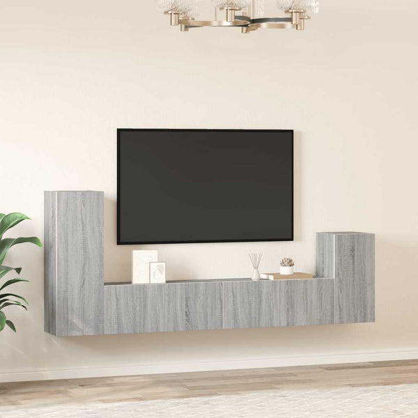 4-tlg. TV-Schrank-Set Grau Sonoma Holzwerkstoff