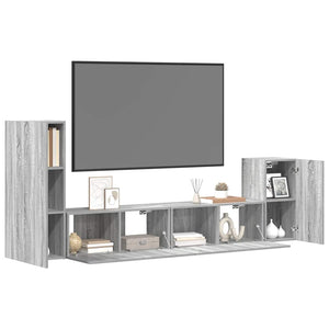 4-tlg. TV-Schrank-Set Grau Sonoma Holzwerkstoff