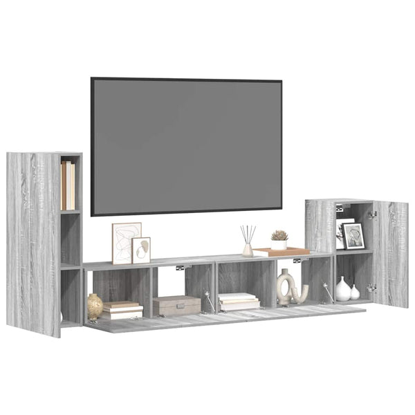 4-tlg. TV-Schrank-Set Grau Sonoma Holzwerkstoff