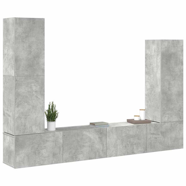 4-tlg. TV-Schrank-Set Betongrau Holzwerkstoff