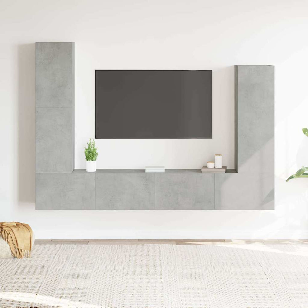 4-tlg. TV-Schrank-Set Betongrau Holzwerkstoff