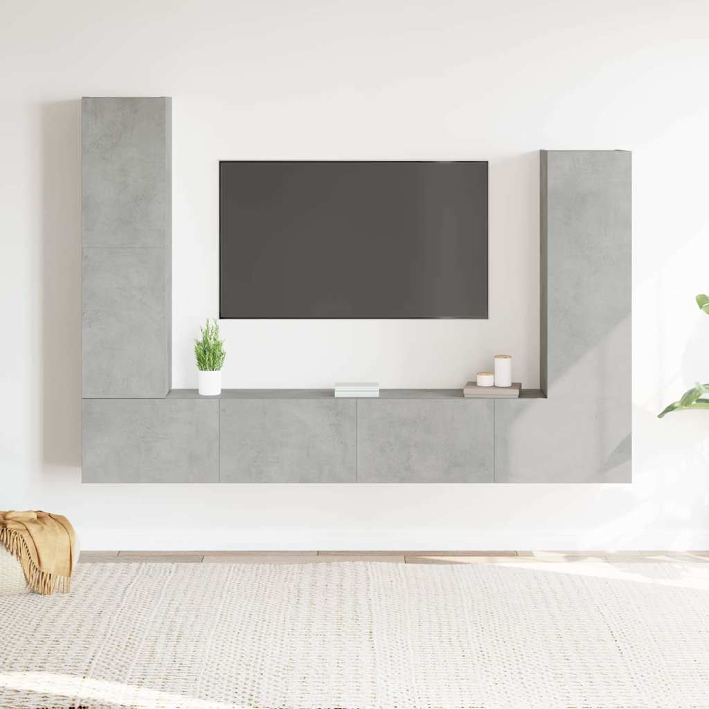4-tlg. TV-Schrank-Set Betongrau Holzwerkstoff