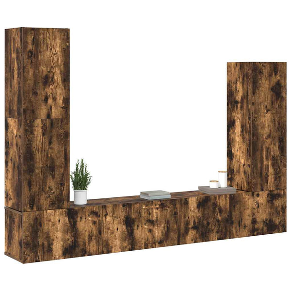 4-tlg. TV-Schrank-Set Räuchereiche Holzwerkstoff
