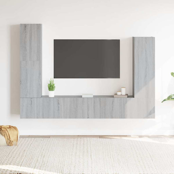 4-tlg. TV-Schrank-Set Grau Sonoma Holzwerkstoff