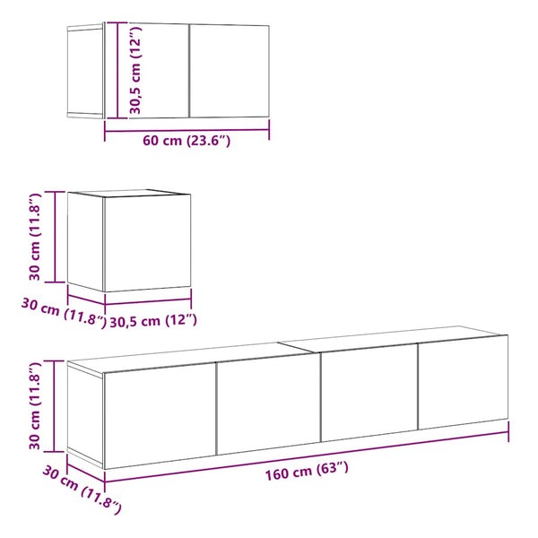 4-tlg. TV-Schrank-Set Weiß Holzwerkstoff