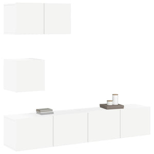 4-tlg. TV-Schrank-Set Weiß Holzwerkstoff