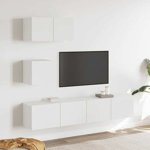 4-tlg. TV-Schrank-Set Weiß Holzwerkstoff
