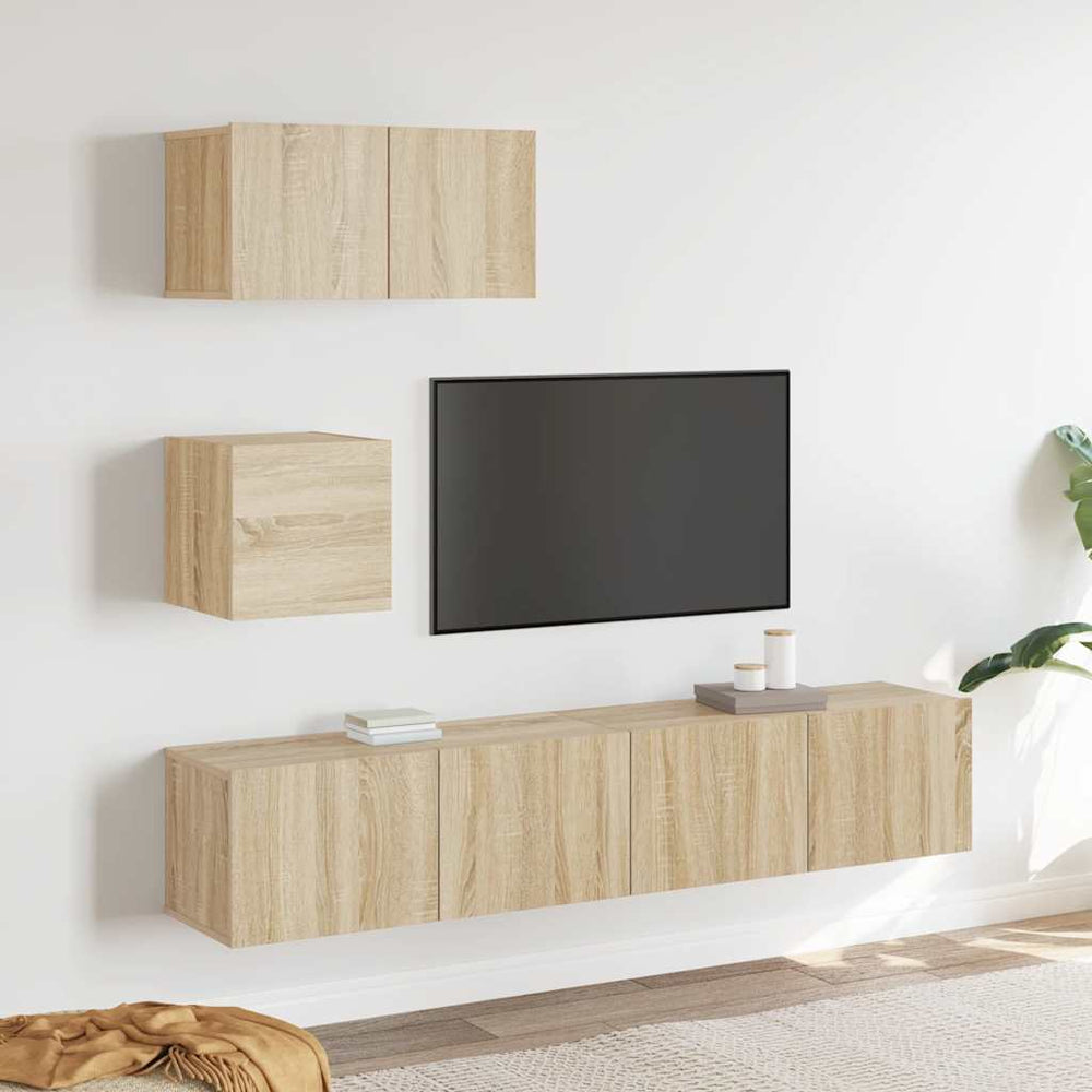 4-tlg. TV-Schrank-Set Sonoma-Eiche Holzwerkstoff