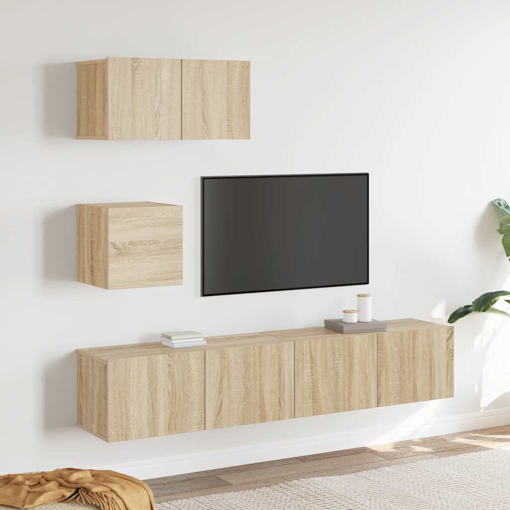 4-tlg. TV-Schrank-Set Sonoma-Eiche Holzwerkstoff