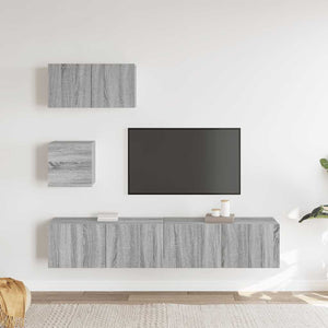4-tlg. TV-Schrank-Set Grau Sonoma Holzwerkstoff