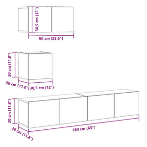 4-tlg. TV-Schrank-Set Grau Sonoma Holzwerkstoff
