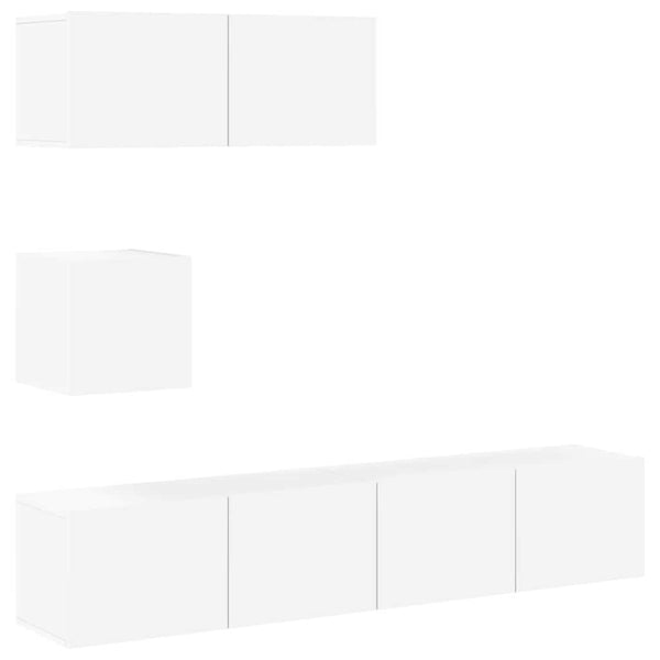 4-tlg. TV-Schrank-Set Weiß Holzwerkstoff
