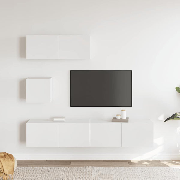 4-tlg. TV-Schrank-Set Weiß Holzwerkstoff