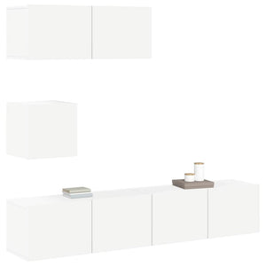 4-tlg. TV-Schrank-Set Weiß Holzwerkstoff
