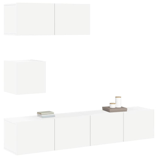 4-tlg. TV-Schrank-Set Weiß Holzwerkstoff