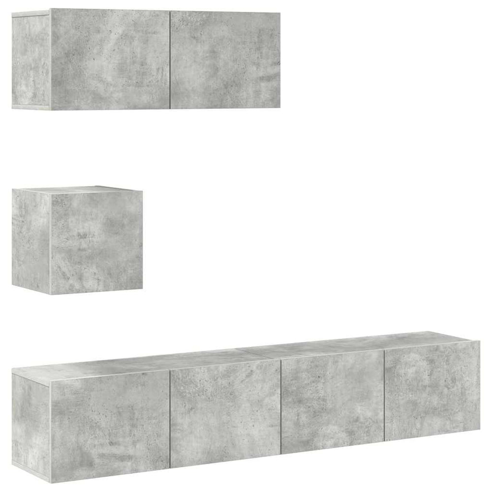 4-tlg. TV-Schrank-Set Betongrau Holzwerkstoff