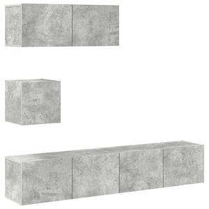4-tlg. TV-Schrank-Set Betongrau Holzwerkstoff