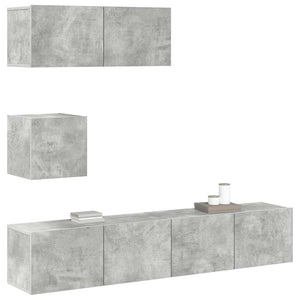4-tlg. TV-Schrank-Set Betongrau Holzwerkstoff