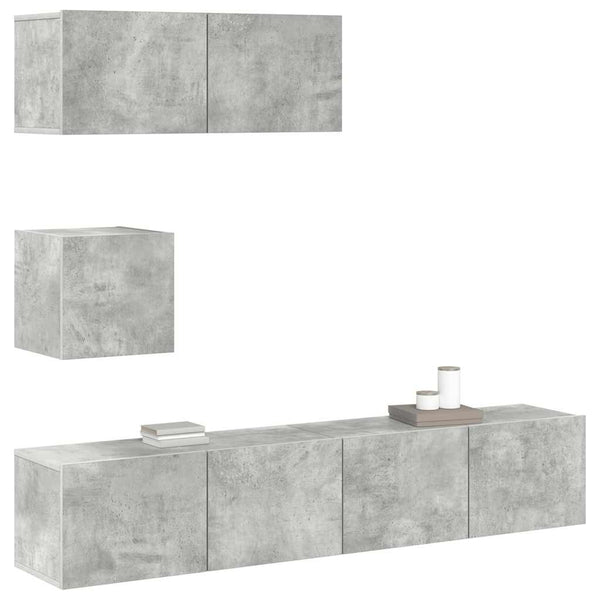 4-tlg. TV-Schrank-Set Betongrau Holzwerkstoff