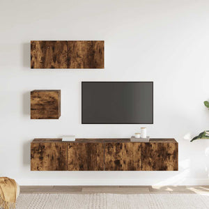 4-tlg. TV-Schrank-Set Räuchereiche Holzwerkstoff
