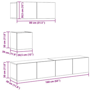 4-tlg. TV-Schrank-Set Räuchereiche Holzwerkstoff