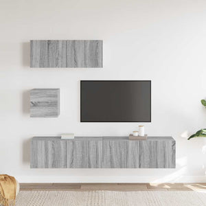 4-tlg. TV-Schrank-Set Grau Sonoma Holzwerkstoff
