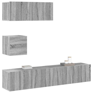4-tlg. TV-Schrank-Set Grau Sonoma Holzwerkstoff