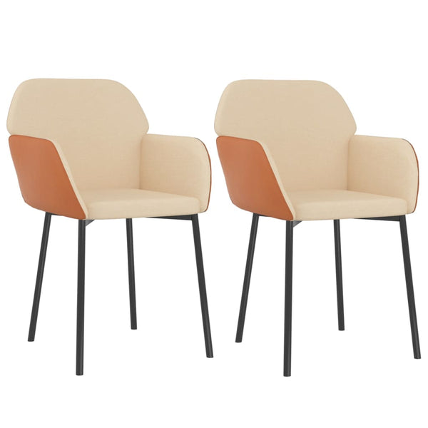 Esszimmerstühle Creme Stoff/Kunstleder 2er Set