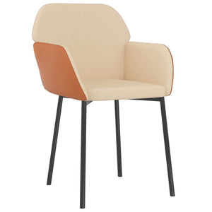 Esszimmerstühle Creme Stoff/Kunstleder 2er Set