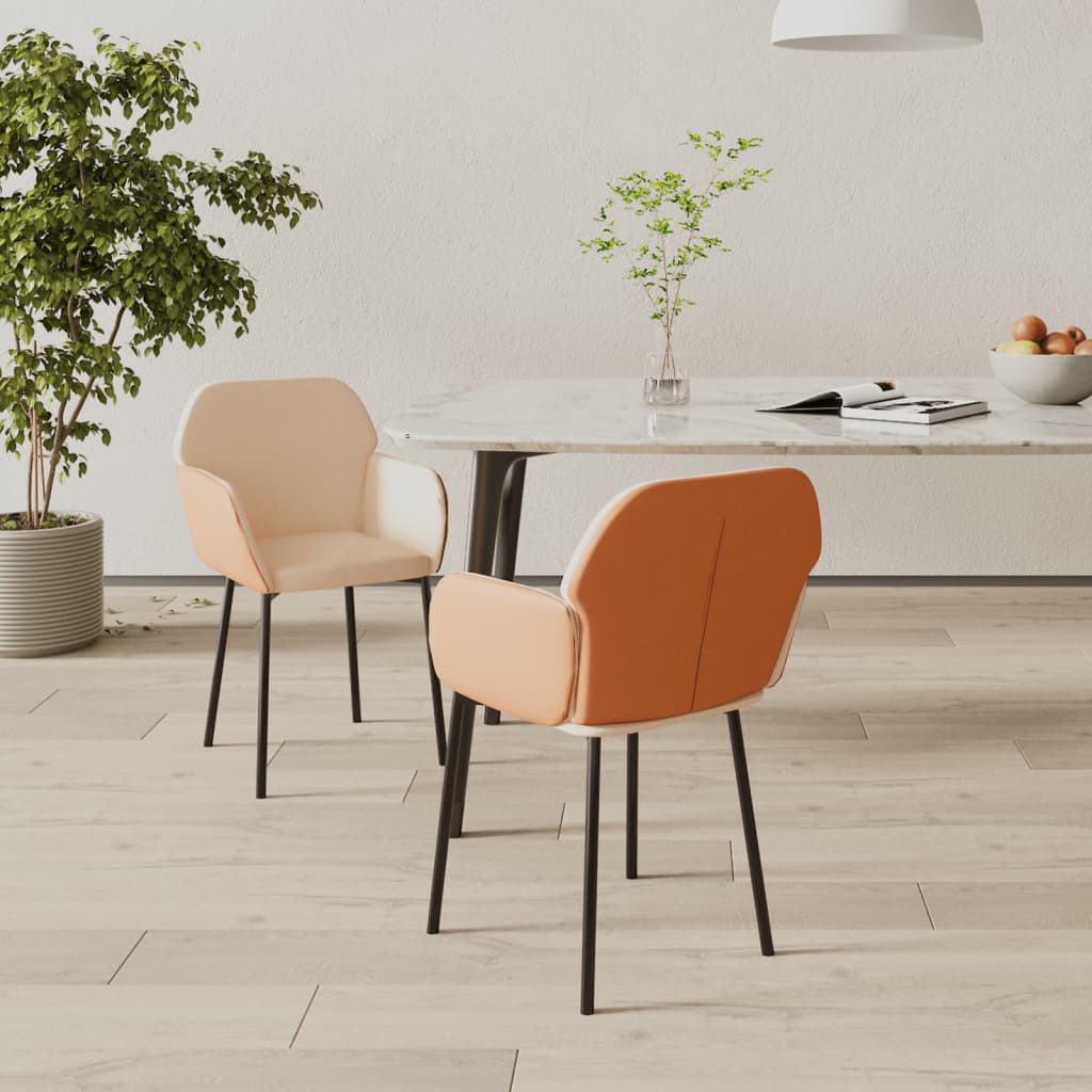 Esszimmerstühle Creme Stoff/Kunstleder 2er Set