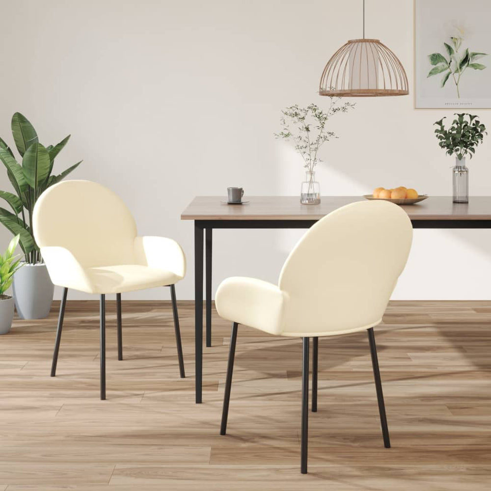 Esszimmerstühle 2er Set Creme Kunstleder