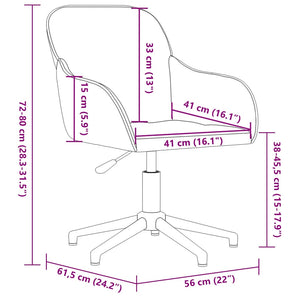 vidaXL Chaise de bureau pivotante jaune velours
