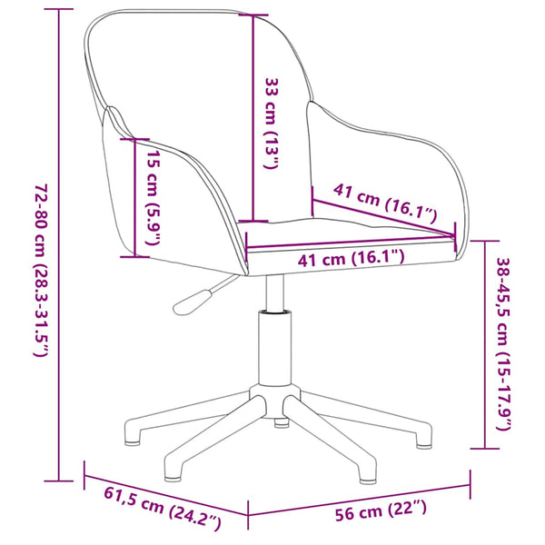 vidaXL Chaise de bureau pivotante jaune velours