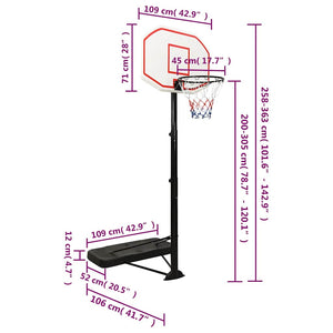 Verstellbarer Basketballständer Weiß 258-363 cm