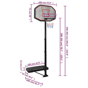 Verstellbarer Basketballständer 258-363cm Schwarz
