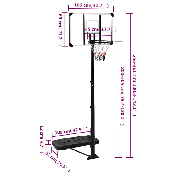 Verstellbarer Basketballständer 256-361cm