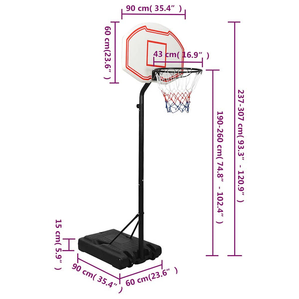 Verstellbarer Basketballständer Weiß 237-307cm