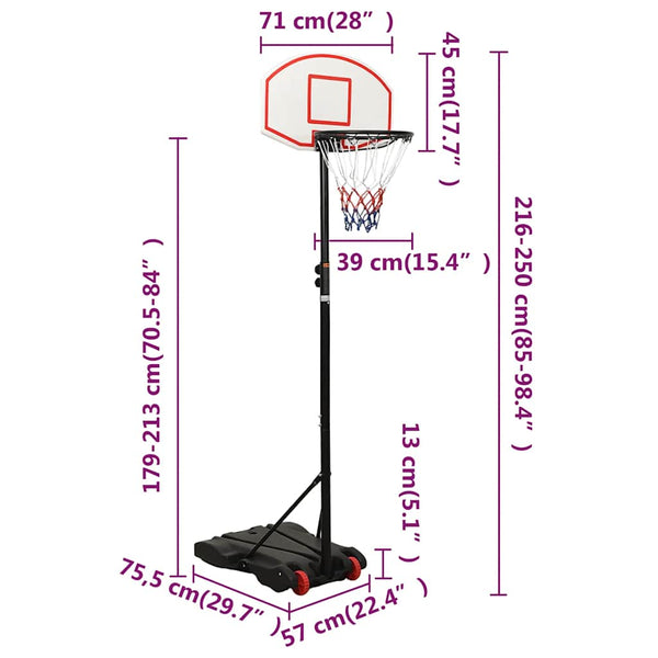 Verstellbarer Basketballständer 216-250cm Weiß