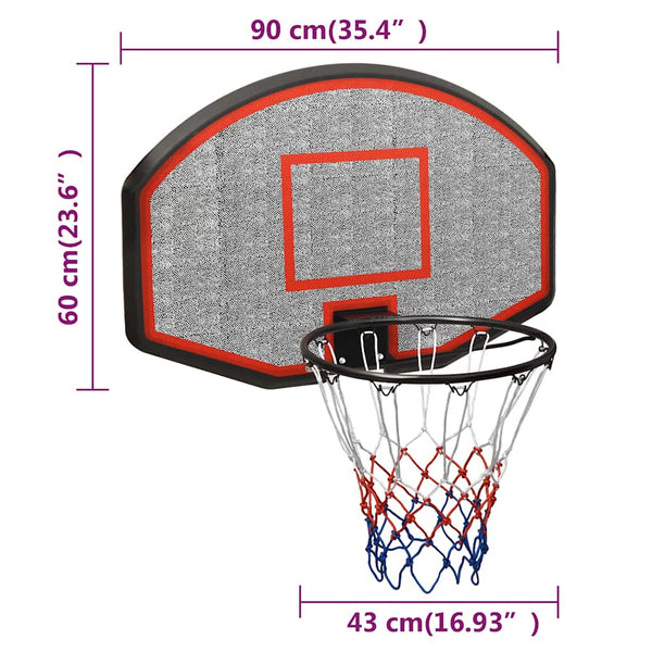 Schwarzes Basketballbrett 90x60 cm Polyethylen