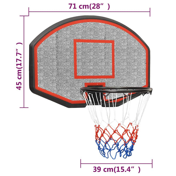 Panier de basketball vidaXL Noir 71x45x2 cm Polyéthylène