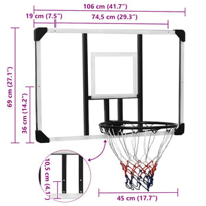 Transparentes Polycarbonat Basketball-Brett 106x69cm