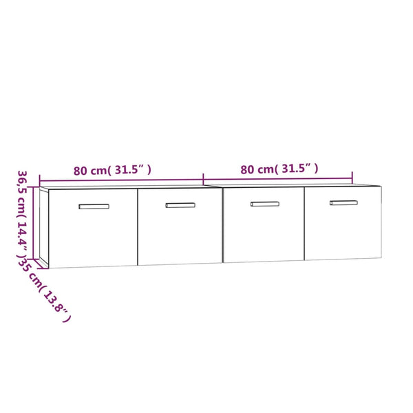Wandschränke 2 Stk. Sonoma-Eiche 80x35x36,5 cm Holzwerkstoff