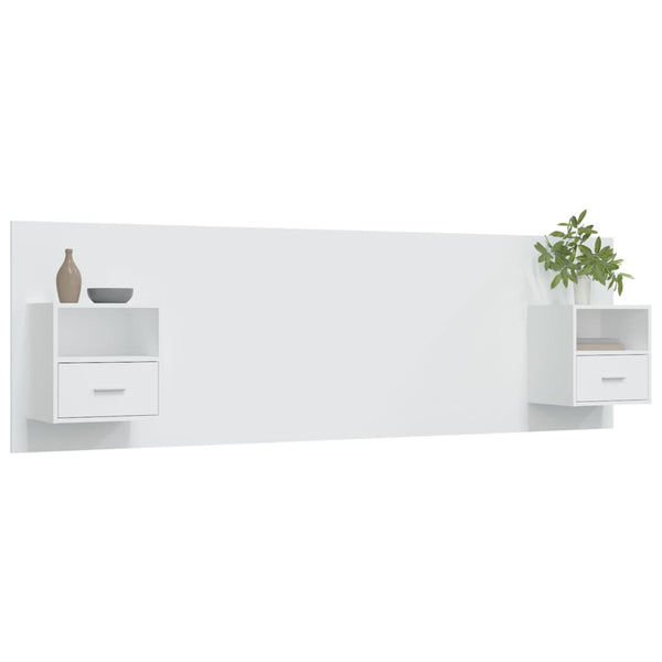 Kopfteil mit Nachttischen Weiß Holzwerkstoff