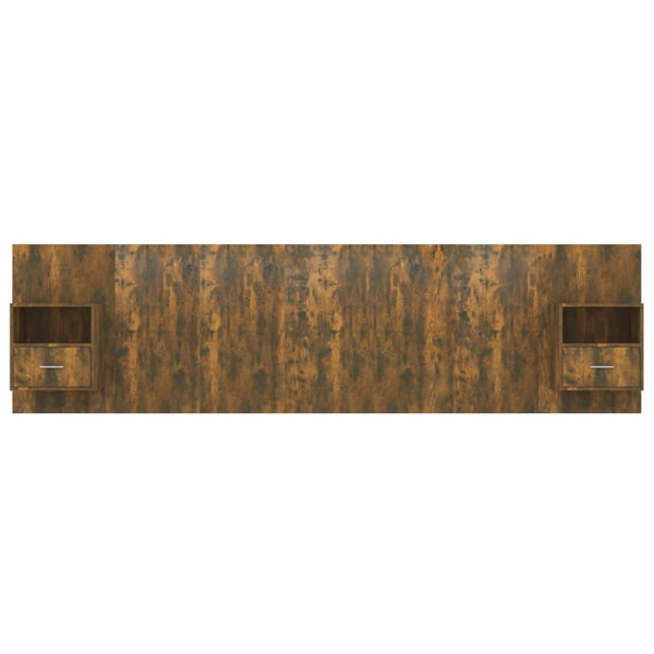 Kopfteil mit Nachttischen Räuchereiche Holzwerkstoff
