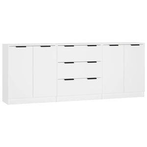 vidaXL Buffet 3 pièces blanc bois d'ingénierie