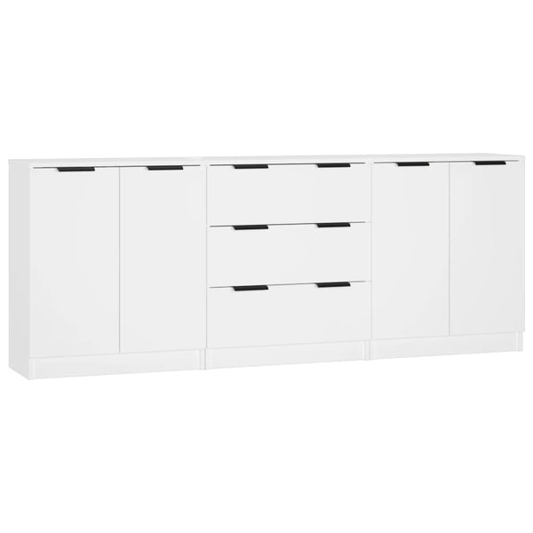 vidaXL Buffet 3 pièces blanc bois d'ingénierie