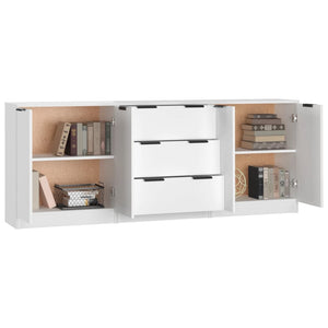 vidaXL Buffet 3 pièces blanc bois d'ingénierie