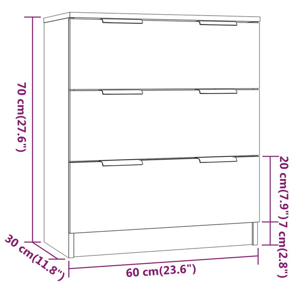 vidaXL Buffet 3 pièces blanc bois d'ingénierie