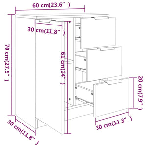 Sideboards 2 Stk. Schwarz 60x30x70 cm Holzwerkstoff